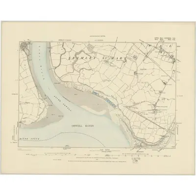 1880 Map of Suffolk LXXXIX.NE, 1886 Print