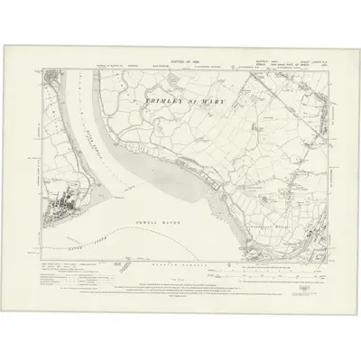 1924 Map of Suffolk LXXXIX.NE, 1928 Print