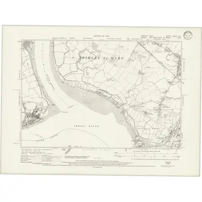 1924 Map of Suffolk LXXXIX.NE, 1933 Print