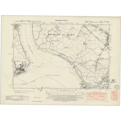 1938 Map of Suffolk LXXXIX.NE, 1949 Print