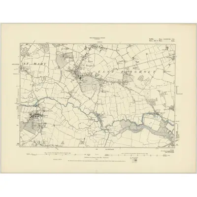 1875 Map of Suffolk LXXXVII.NE, 1887 Print