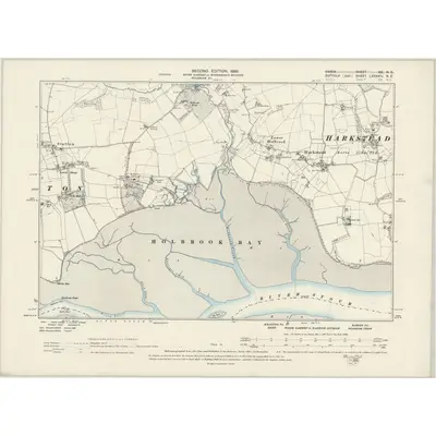 1896 Map of Suffolk LXXXVIII.NE, 1899 Print