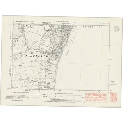 1938 Map of Suffolk X.SE, 1947 Print