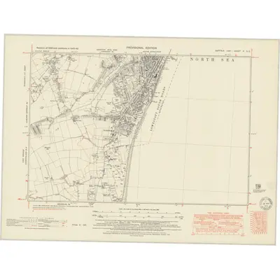 1945 Map of Suffolk X.SE, 1951 Print
