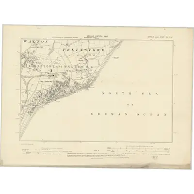 1902 Map of Suffolk XC.NW, 1905 Print