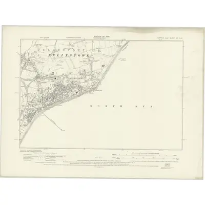 1925 Map of Suffolk XC.NW, 1928 Print