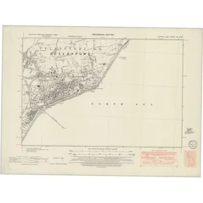 1938 Map of Suffolk XC.NW, 1949 Print