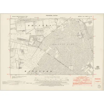 1950 Map of Suffolk XII.NE, 1953 Print