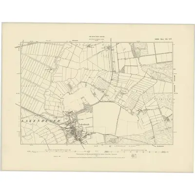 1881 Map of Suffolk XII.NW, 1887 Print