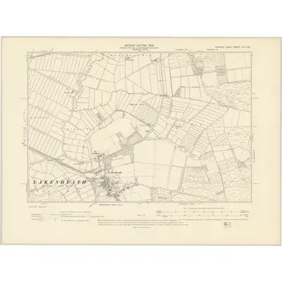 1903 Map of Suffolk XII.NW, 1905 Print