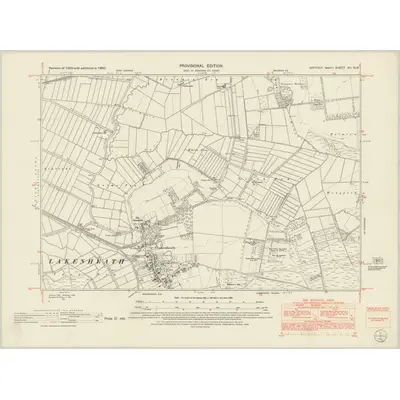 1950 Map of Suffolk XII.NW, 1952 Print