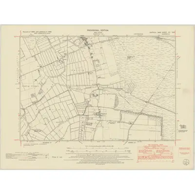 1950 Map of Suffolk XII.SW, 1952 Print