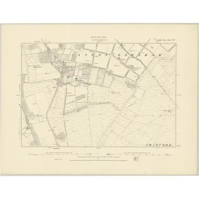 1881 Map of Suffolk XIII.NW, 1887 Print