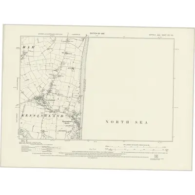 1925 Map of Suffolk XIX.NE, 1928 Print
