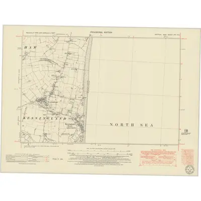 1947 Map of Suffolk XIX.NE, 1951 Print