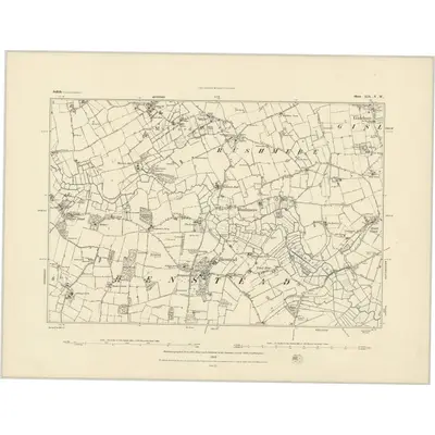 1882 Map of Suffolk XIX.NW, 1883 Print