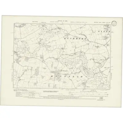 1925 Map of Suffolk XIX.NW, 1933 Print