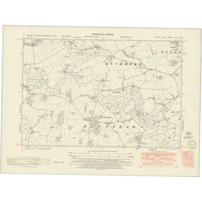 1947 Map of Suffolk XIX.NW, 1951 Print