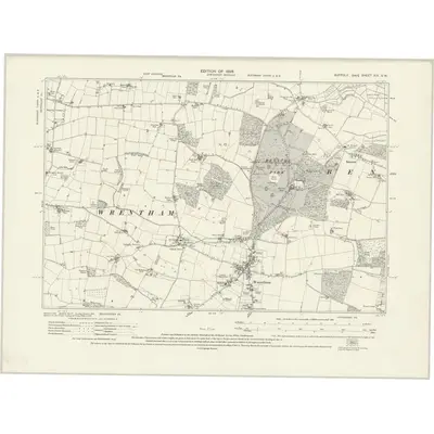 1925 Map of Suffolk XIX.SW, 1928 Print