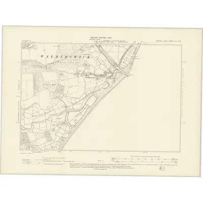 1903 Map of Suffolk XL.NW, 1905 Print