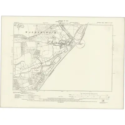 1925 Map of Suffolk XL.NW, 1929 Print