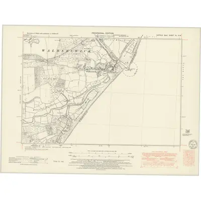 1946 Map of Suffolk XL.NW, 1951 Print
