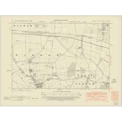 1950 Map of Suffolk XLIII.NE, 1952 Print