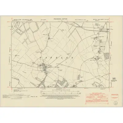 1950 Map of Suffolk XLIII.NW, 1952 Print