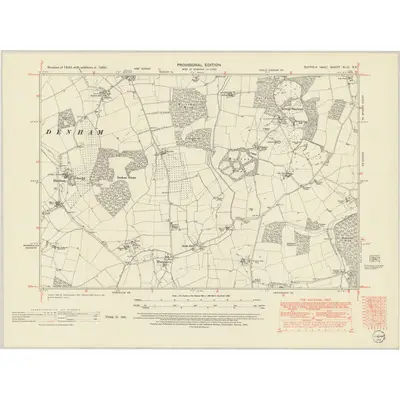 1950 Map of Suffolk XLIII.SE, 1952 Print