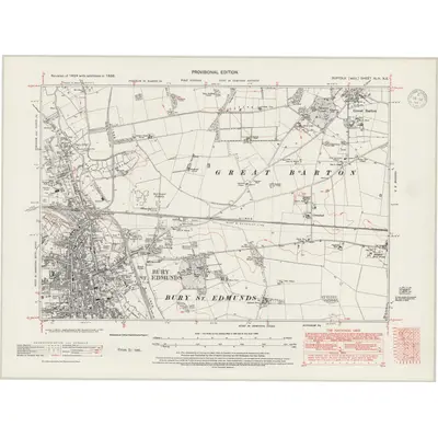 1938 Map of Suffolk XLIV.NE, 1947 Print