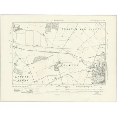 1924 Map of Suffolk XLIV.NW, 1927 Print