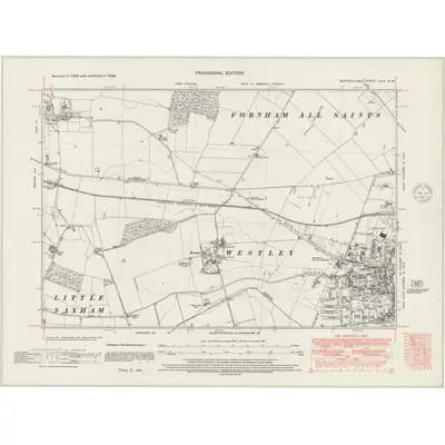 1938 Map of Suffolk XLIV.NW, 1947 Print