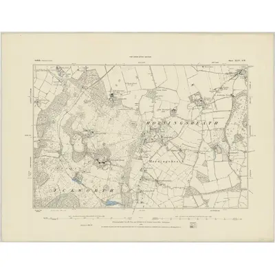1882 Map of Suffolk XLIV.SW, 1884 Print