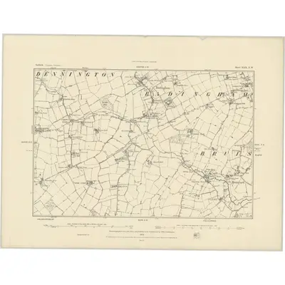 1882 Map of Suffolk XLIX.NW, 1884 Print