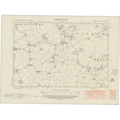 1946 Map of Suffolk XLIX.NW, 1951 Print