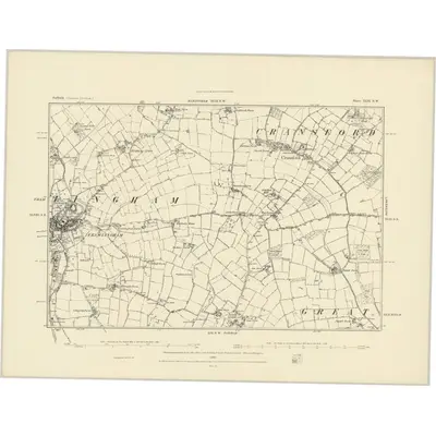1881 Map of Suffolk XLIX.SW, 1883 Print