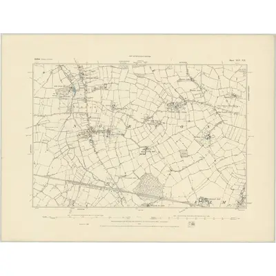 1883 Map of Suffolk XLV.NE, 1884 Print