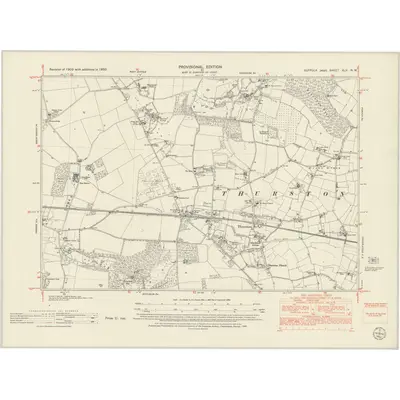 1950 Map of Suffolk XLV.NW, 1952 Print