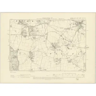 1903 Map of Suffolk XLV.SE, 1905 Print
