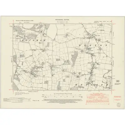 1950 Map of Suffolk XLV.SW, 1952 Print