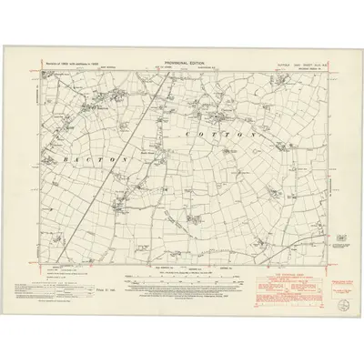 1950 Map of Suffolk XLVI.NE, 1952 Print