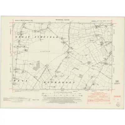 1950 Map of Suffolk XLVI.NW, 1953 Print