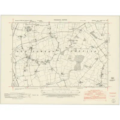 1950 Map of Suffolk XLVI.SE, 1952 Print