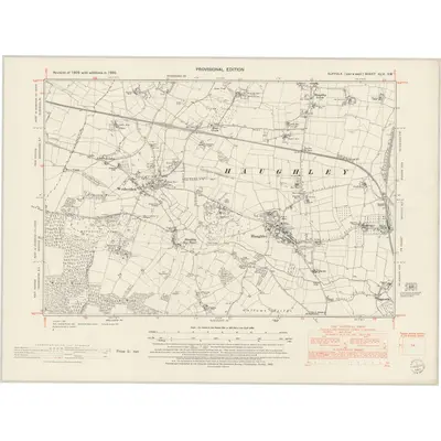 1950 Map of Suffolk XLVI.SW, 1953 Print