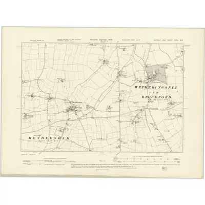 1903 Map of Suffolk XLVII.NW, 1905 Print
