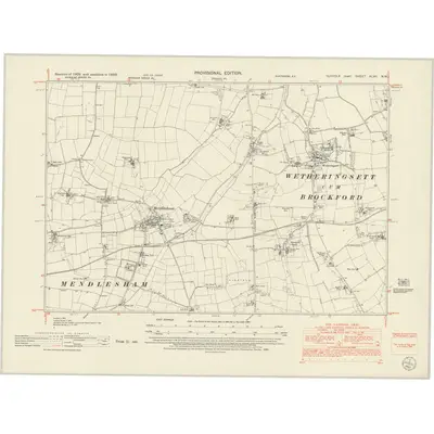 1950 Map of Suffolk XLVII.NW, 1952 Print