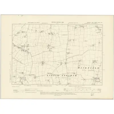 1903 Map of Suffolk XLVII.SW, 1905 Print