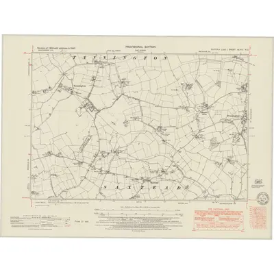 1947 Map of Suffolk XLVIII.NE, 1951 Print