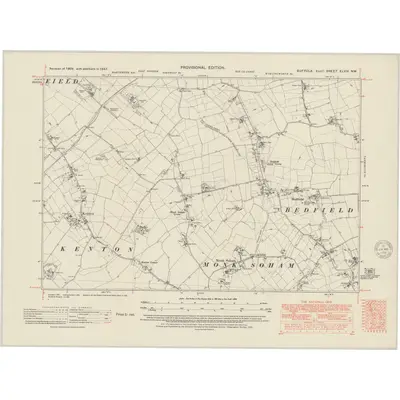 1947 Map of Suffolk XLVIII.NW, 1951 Print