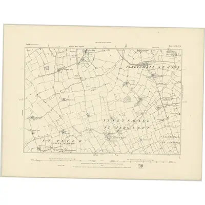 1883 Map of Suffolk XVII.NE, 1884 Print